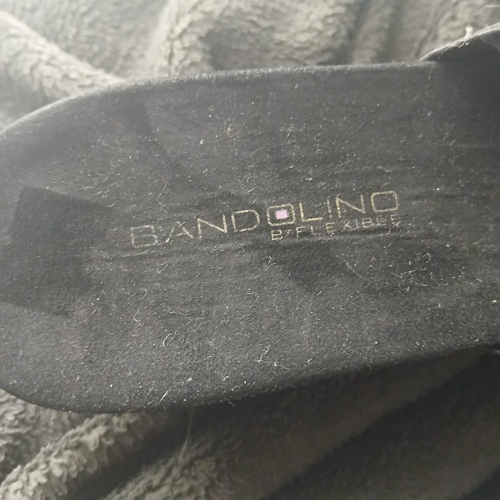 Bandolino Wedge Slide Sandals 9M Black Crisscross Faux Snakeskin B-Flexible